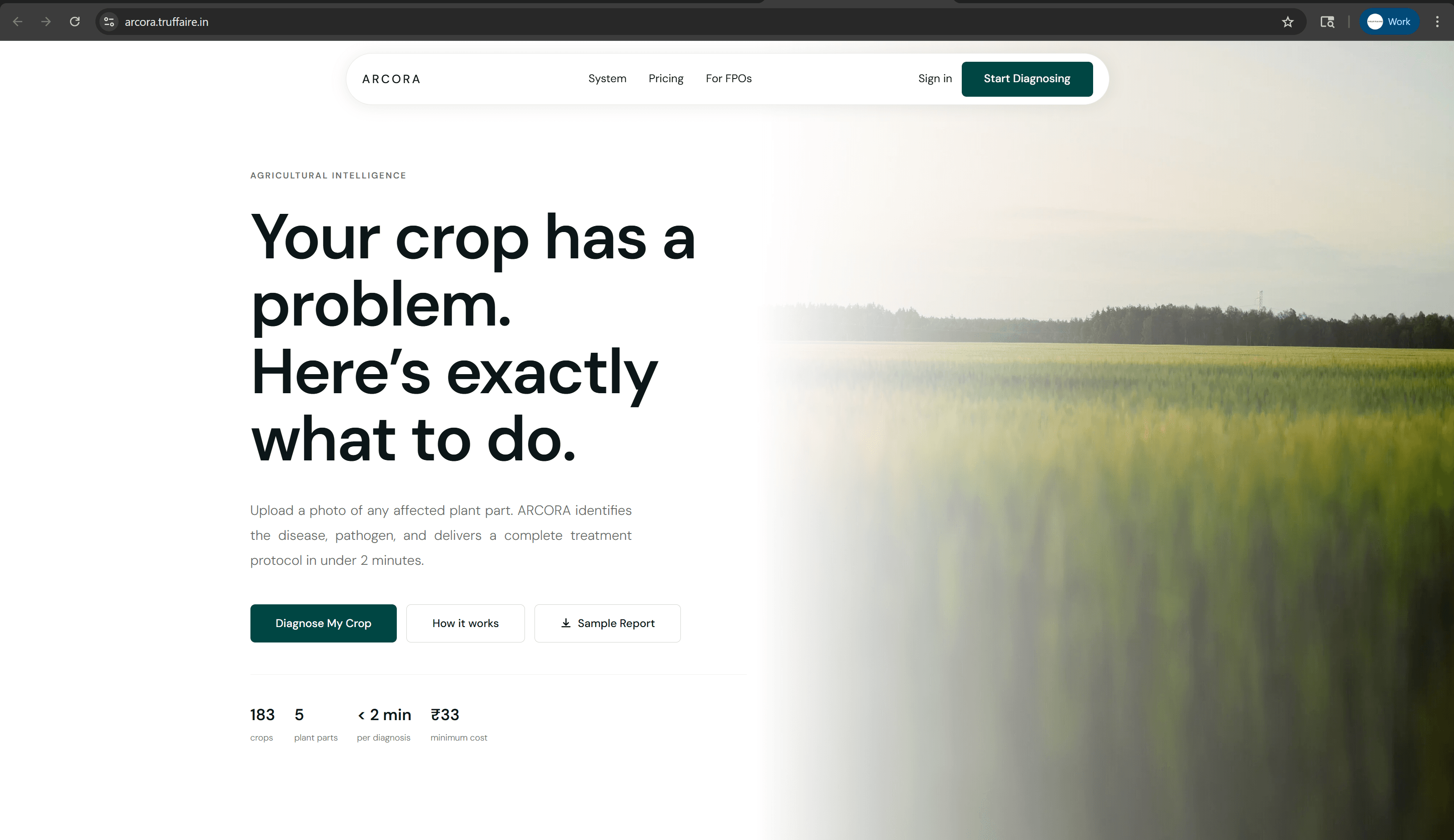 ARCORA agricultural intelligence
